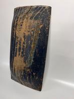 Vintage doorleefde antieke trog donker blauw met koperbeslag, Ophalen of Verzenden