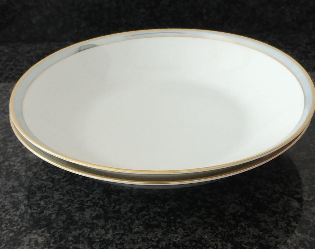 2 diepe borden rosenthal blauwe gouden rand 21,5 cm, Ophalen of Verzenden