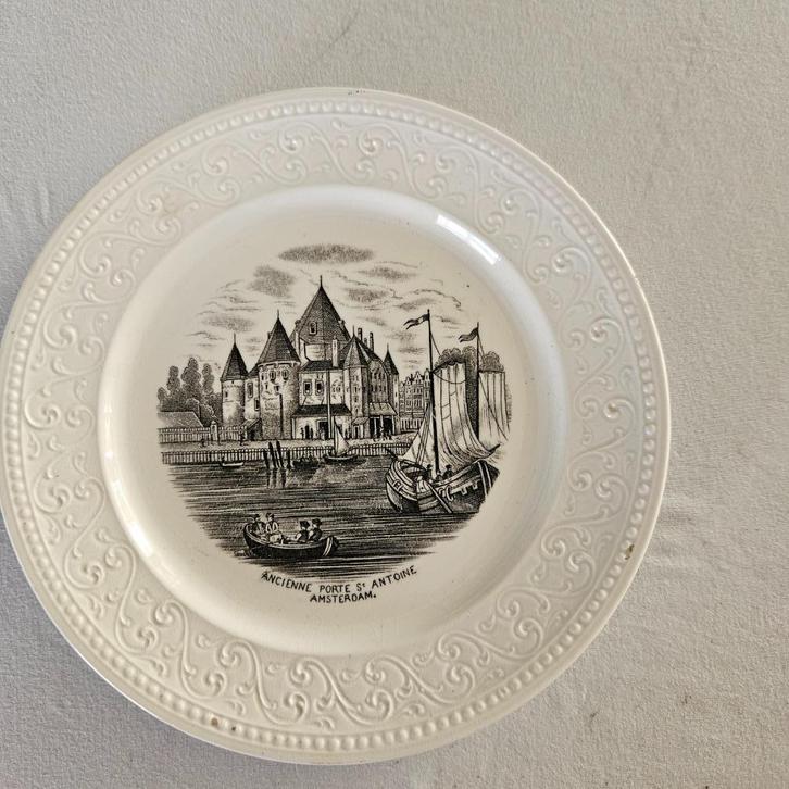 Complete set van 6 Westraven borden – historische stadsgezic, Antiek en Kunst, Antiek | Keramiek en Aardewerk, Ophalen of Verzenden