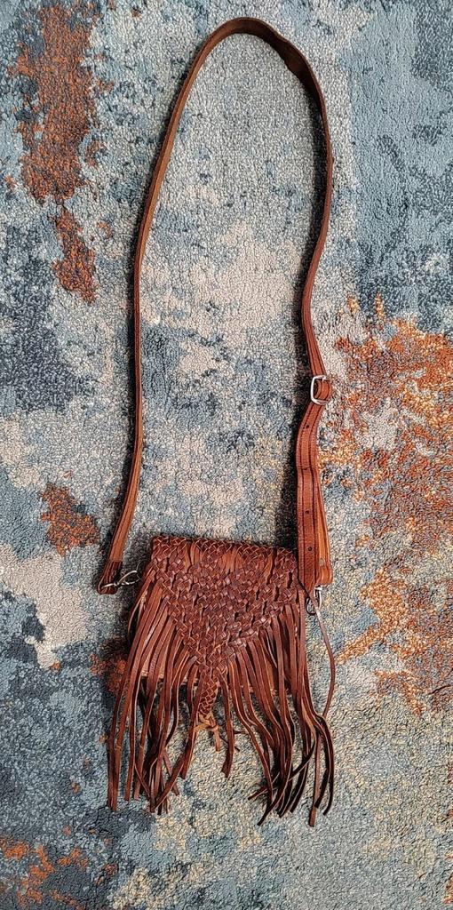 Gevlochten leren schoudertas bruin cognac gratis verzenden, Sieraden, Tassen en Uiterlijk, Tassen | Schoudertassen, Nieuw, Bruin