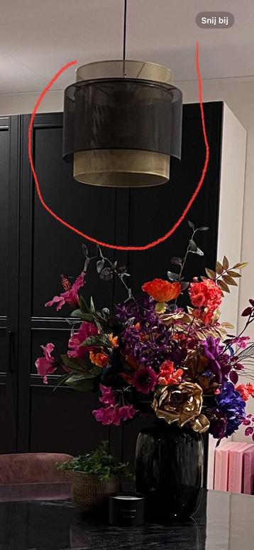 Hanglamp goud / zwart metaal