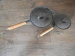 steelpan van gietijzer met deksel, Gebruikt, Gietijzer, Ophalen of Verzenden, Keramische plaat