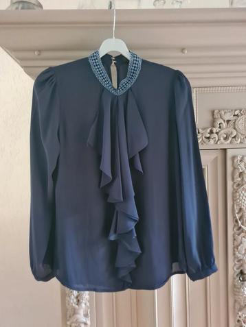 Elegante blauwe blouse Unika Paris - Maat M beschikbaar voor biedingen