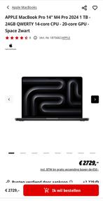 MacBook m4 pro chip 14 inch 24gb ram 1tb black color, Computers en Software, Apple Macbooks, MacBook Pro, 1 TB of meer, Qwerty