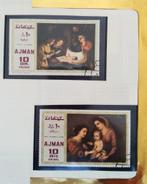 Ajman (VAE) : 1969 2 grote zegels Maria met kind gestempeld, Verzenden, Overige thema's
