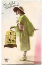 Cor-233 Dame met Vogelkooi, Verzenden, Voor 1920, Gelopen, Noord-Holland