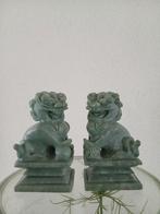 2x groen chinees stenen beeldje foo dog jade ?, Ophalen of Verzenden