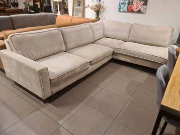 Nieuwe hoekbank soft boucle ribcord stof wit/grijs 290x215cm beschikbaar voor biedingen
