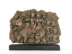Tempelsteen. Cambodja. Shiva en Parvati op rijdier Nandi, Ophalen of Verzenden