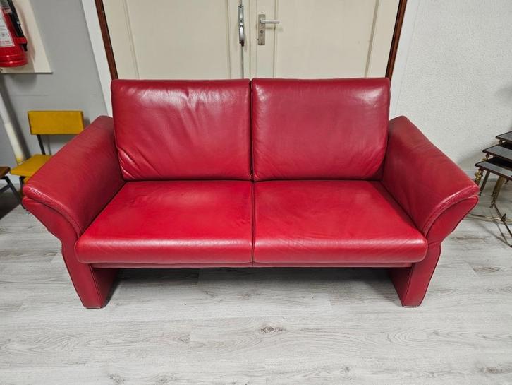 Hukla leren bank voor €150,-, Huis en Inrichting, Banken | Bankstellen, Gebruikt, Tweepersoons, 75 tot 100 cm, Ophalen