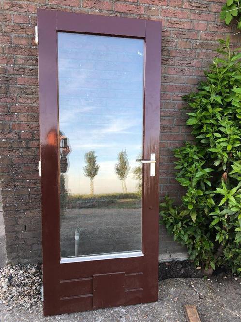 | hardhouten schuurdeur| buitendeur| dubbelglas| 201,5X82,5|, Doe-het-zelf en Verbouw, Deuren en Horren, Gebruikt, Buitendeur