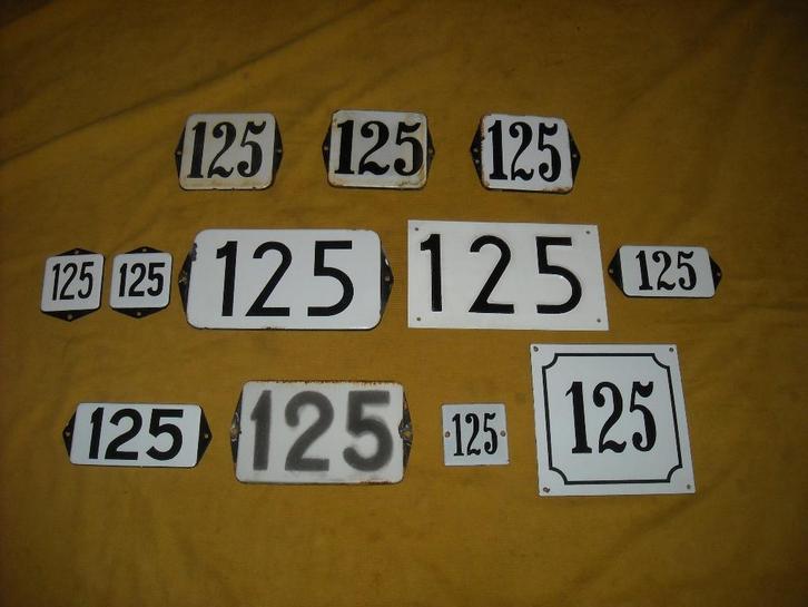 oud emaille huisnummer 125 ook 126 127 128 129 130 131 132, Antiek en Kunst, Antiek | Emaille, Ophalen of Verzenden