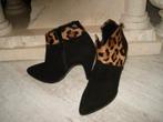 BLACK leren enkellaarzen met tijgerprint mt 39, Verzenden, Zwart, Lage of Enkellaarzen, Nieuw