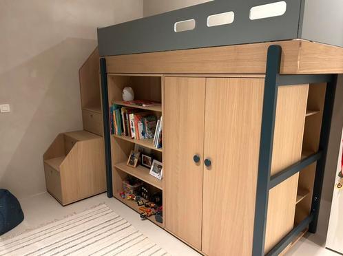 Flexa hoogslaper met kasten!, Huis en Inrichting, Slaapkamer | Bedden, Zo goed als nieuw, Eenpersoons, 90 cm, 200 cm, Hout, Ophalen