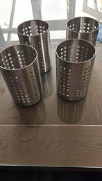 4 RVS Bestekhouders 17cm hoog, Ophalen of Verzenden, Zo goed als nieuw, Rvs of Chroom
