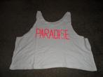 Wit, mouwloos, wijd T-shirt, met opdruk: PARADISE, Kleding | Dames, T-shirts, Maat 38/40 (M), Wit, Ophalen of Verzenden, Zonder mouw