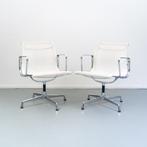 6 Vitra Eames Ea107 stoelen Wit netweave Chroom, Huis en Inrichting, Stoelen, Vijf, Zes of meer stoelen, Metaal, Ophalen of Verzenden