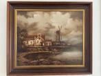 Schilderij, Hollands landschap met molen, De Vries, Ophalen of Verzenden