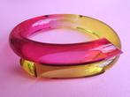 jwg Grote vintage 60s Space Age lucite armband roze geel, Verzenden, Overige materialen, Armband