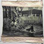Zijde kunst doeken - Jacht - Antiek - Zwart/wit - VINTAGE, Antiek en Kunst, Ophalen of Verzenden