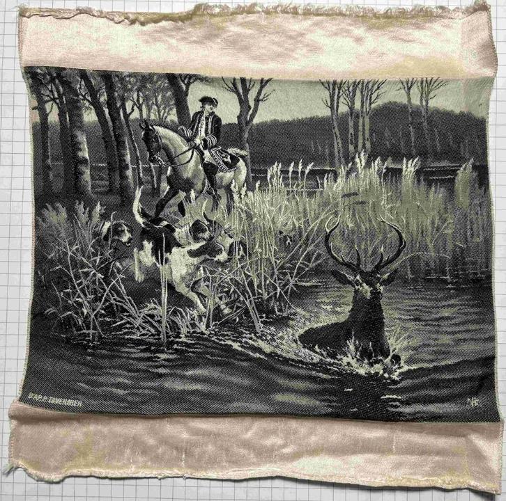 Zijde kunst doeken - Jacht - Antiek - Zwart/wit - VINTAGE, Antiek en Kunst, Kunst | Niet-Westerse kunst, Ophalen of Verzenden