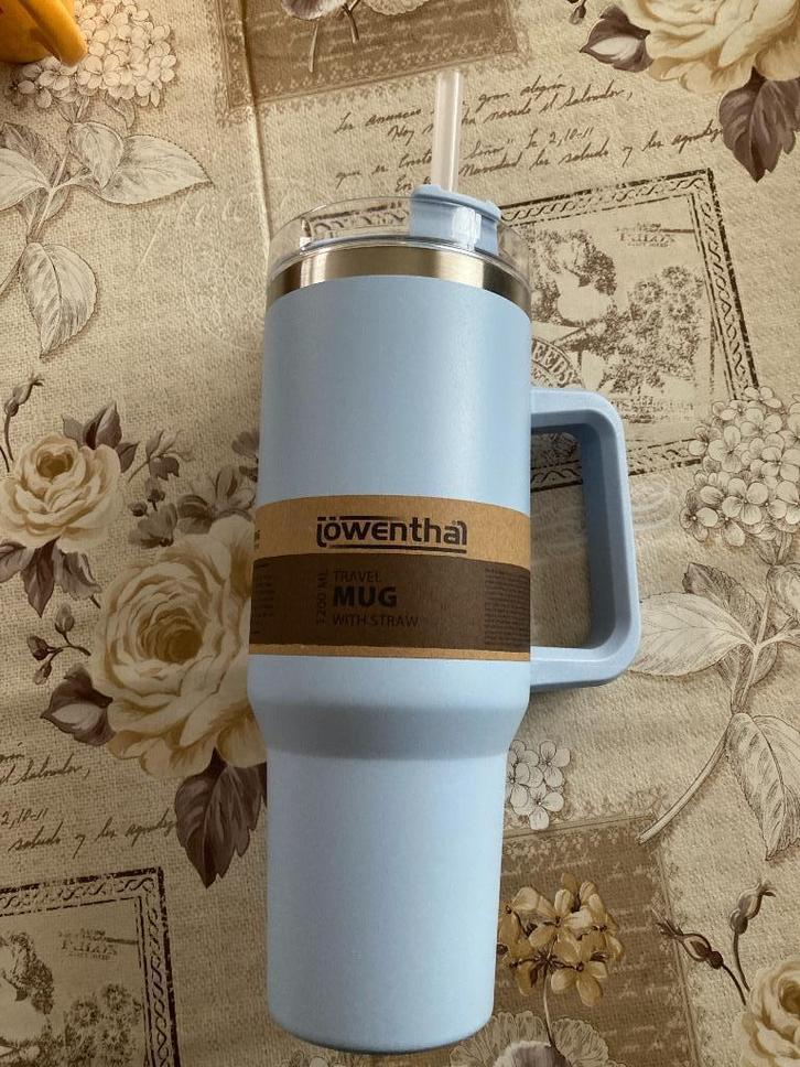 Nieuwe Löwenthal isoleerbeker / drinkbeker met rietje, Sport en Fitness, Bidons, Nieuw, Ophalen of Verzenden