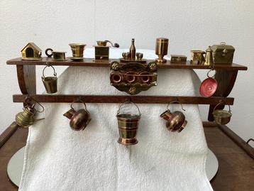 Vintage koper pot miniatuurtjes kandelaar bel antiek beschikbaar voor biedingen