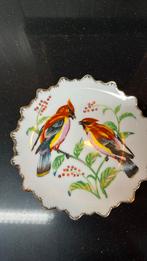 Vintage bordje geschulpte rand met vogels, Ophalen of Verzenden