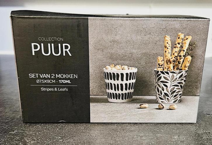 Set van 2 mokken - Puur Collection, Huis en Inrichting, Keuken | Servies, Nieuw, Kop(pen) en/of Schotel(s), Overige stijlen, Ophalen of Verzenden