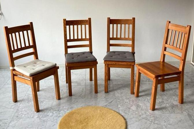 Houten stoelen set Grenen, Huis en Inrichting, Stoelen, Gebruikt, Twee, Wit, Ophalen