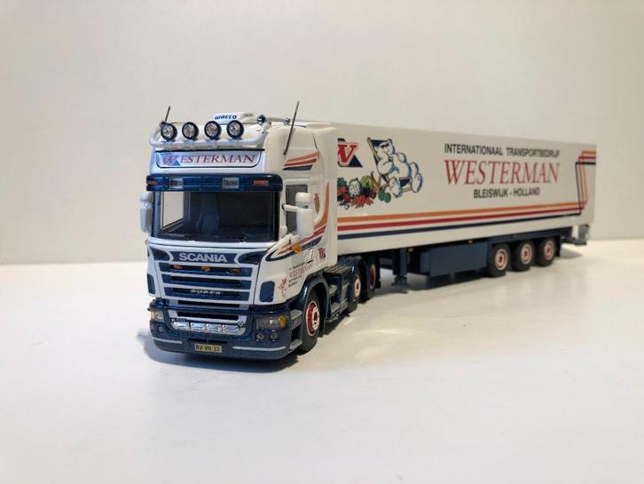 modelauto 1-50 Code 3  Westerman Scania R +Koeltrailer, Hobby en Vrije tijd, Modelauto's | 1:50, Zo goed als nieuw, Bus of Vrachtwagen