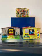 3 x blikken spaarpot, hondenhok, postkantoor, bank, Ophalen of Verzenden, Gebruikt, Metaal of Blik, Overige thema's