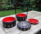 Mand, lak en parelmoer, China Straits, lakwerk bruidsmand, Ophalen