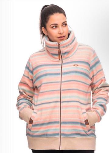 Ragwear plus size fleece vest RYLIE ZIP roze streep mt 50 beschikbaar voor biedingen