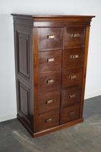 Nederlandse Mahonie Archiefkast of Ladenkast, jaren 1930, Ophalen, Gebruikt, 5 laden of meer, 50 tot 100 cm