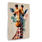 Modern portret giraffe canvas 60x90cm - 18mm., Huis en Inrichting, Woonaccessoires | Schilderijen, Tekeningen en Foto's, Nieuw