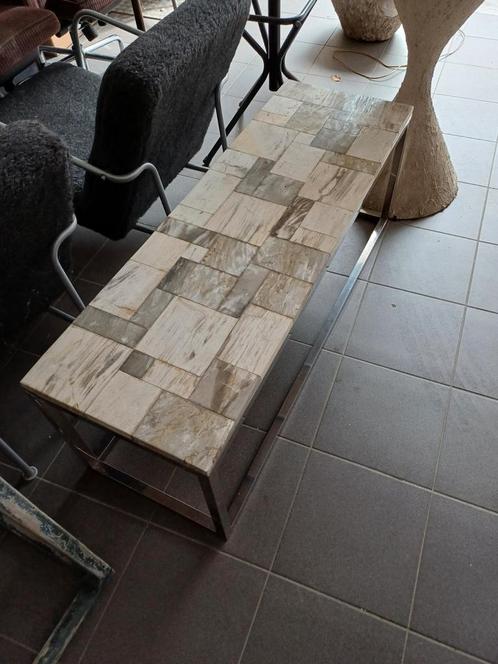 Salontafel Stenen Blad & IJzeren Frame, Huis en Inrichting, Tafels | Salontafels, Gebruikt, Minder dan 50 cm, 50 tot 100 cm, 100 tot 150 cm
