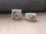 Vintage waxinelicht houders met aardbeien, Overige materialen, Wit, Ophalen of Verzenden, Zo goed als nieuw