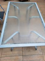 Metalen Tuintafel met Glazen Blad, Tuin en Terras, Tuintafels, Ophalen, Gebruikt, Rechthoekig, Metaal