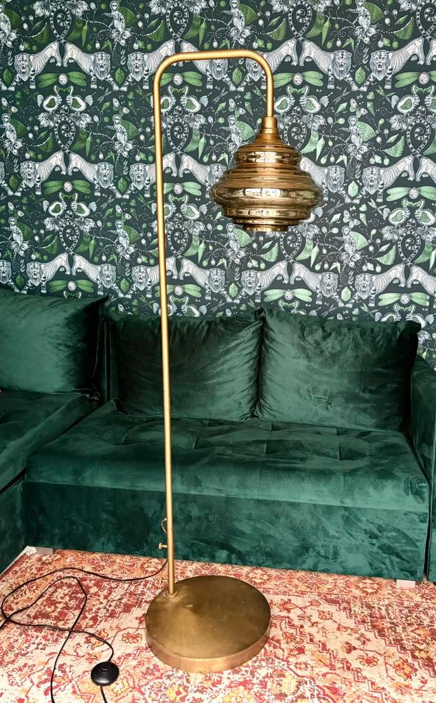 Be Pure home - obvious staande lamp antique brass, Huis en Inrichting, Lampen | Vloerlampen, Gebruikt, Ophalen