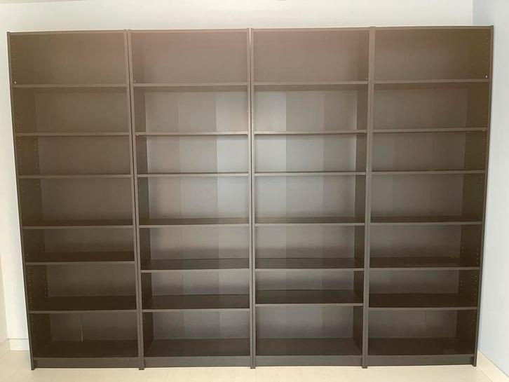 4x Ikea Billy boekenkast donkerbruin eiken, Huis en Inrichting, Kasten | Boekenkasten, Gebruikt, 200 cm of meer, 200 cm of meer