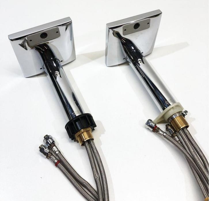 2x HANSGROHE AXOR STARCK X WASTAFELKRAAN HOOG (gebruikt), Doe-het-zelf en Verbouw, Sanitair, Gebruikt, Kraan, Chroom, Ophalen of Verzenden