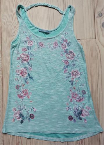 van Bershka: turquoise hemdje/ top met roosjes, mt S, nieuw beschikbaar voor biedingen