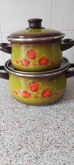 Vintage pannen set 2 stuks, Huis en Inrichting, Keuken | Potten en Pannen, Ophalen of Verzenden, Gebruikt, Pannenset