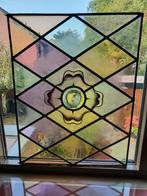 Prachtig glas in lood paneel (1.12)gewatteerd paars en bruin, Antiek en Kunst, Antiek | Glas en Kristal, Ophalen