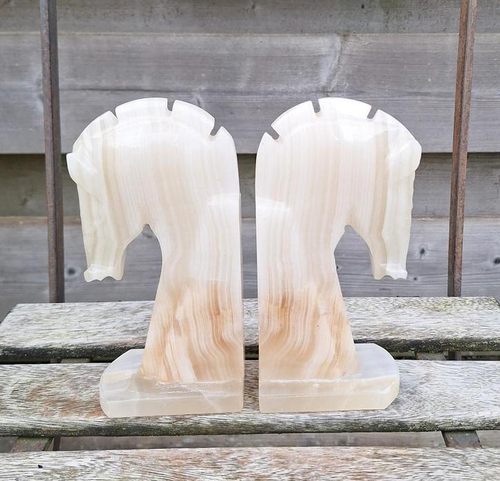 Prachtige vintage set onyx paarden boekensteunen., Verzamelen, Retro, Huis en Inrichting, Ophalen of Verzenden