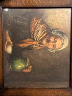 Klassiek Schilderij Oude Vrouw met Kruik en Kom in Lijst.  S, Antiek en Kunst, Kunst | Schilderijen | Klassiek, Ophalen
