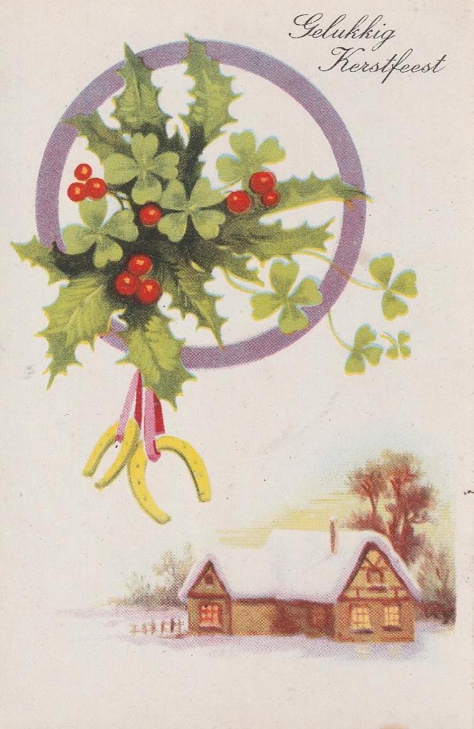 KERS KLAVERVIER SNEEUW JAREN 30 ZEER MOOIE OUDE KAART KK178, Verzamelen, Ansichtkaarten | Themakaarten, Ongelopen, 1920 tot 1940