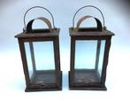 2 lantaarns. Hout en glas., Tuin en Terras, Buitenverlichting, Ophalen of Verzenden, Zo goed als nieuw