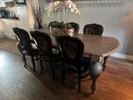 Mooie hardhouten eettafel met stoelen en een salontafel, Ophalen, Gebruikt